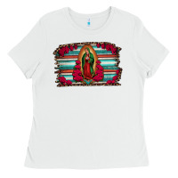White lady of guadalupe serape and roses Ladies Tee - Jasminsmagicworld