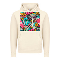 Vintage Artic nail art tools and hand cream with serape and turquoise glitter seamle Vintage Hoodie - BundleAndBundleShop