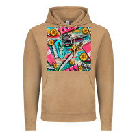 Vintage Camel nail art tools and hand cream with serape and turquoise glitter seamle Vintage Hoodie - BundleAndBundleShop