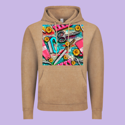 Nail Art Tools And Hand Cream With Serape And Turquoise Glitter Seamle Vintage Hoodie Designed By Bundleandbundleshop