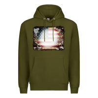 Army Green American Flag Cowhide Leopard Bleach Effect Premium Hoodie - CowCowDesign