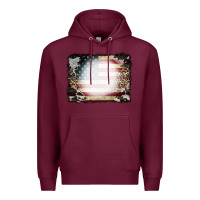 Burgundy American Flag Cowhide Leopard Bleach Effect Premium Hoodie - CowCowDesign