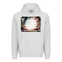 Dove Grey American Flag Cowhide Leopard Bleach Effect Premium Hoodie - CowCowDesign