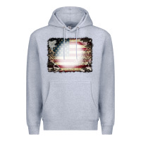Heather Grey American Flag Cowhide Leopard Bleach Effect Premium Hoodie - CowCowDesign