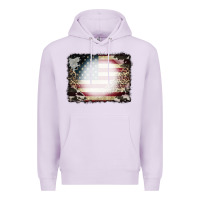 Lilac American Flag Cowhide Leopard Bleach Effect Premium Hoodie - CowCowDesign