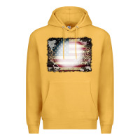 Mustard American Flag Cowhide Leopard Bleach Effect Premium Hoodie - CowCowDesign