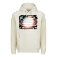 Oatmeal Heather American Flag Cowhide Leopard Bleach Effect Premium Hoodie - CowCowDesign