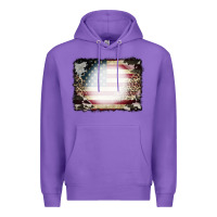Purple American Flag Cowhide Leopard Bleach Effect Premium Hoodie - CowCowDesign