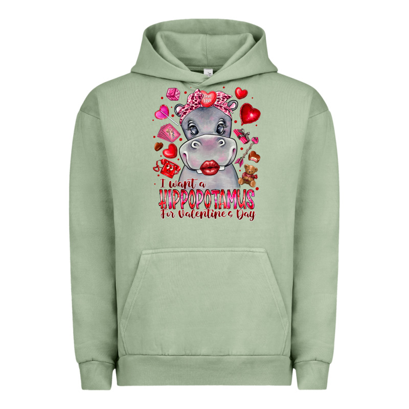 I Want Hippopotamus For Valentines Day Urban Hoodie by CowhideDigitalArt | Teevron