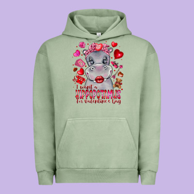I Want Hippopotamus For Valentines Day Urban Hoodie Designed By Cowhidedigitalart