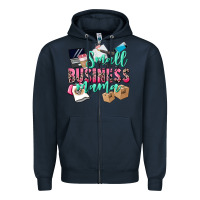 Navy Small Business Mama Zipper Hoodie - CowGirlArtShop