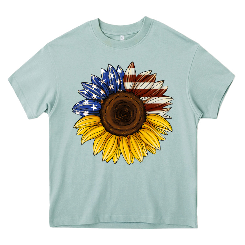 American Flag Sunflower Heavy Core Tee by Jasminsmagicworld | Teevron