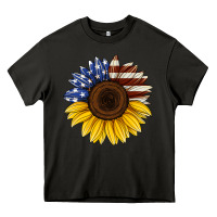 Asphalt american flag sunflower Heavy Core Tee - Jasminsmagicworld