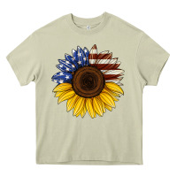 Mossy american flag sunflower Heavy Core Tee - Jasminsmagicworld
