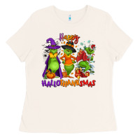 Bone Happy Hallothanksmas Ladies Tee - NancyCooperArtShop