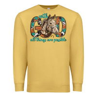 Antique Gold with god all things are possible with horse bbs Premium Sweatshirt - BundleAndBundleShop