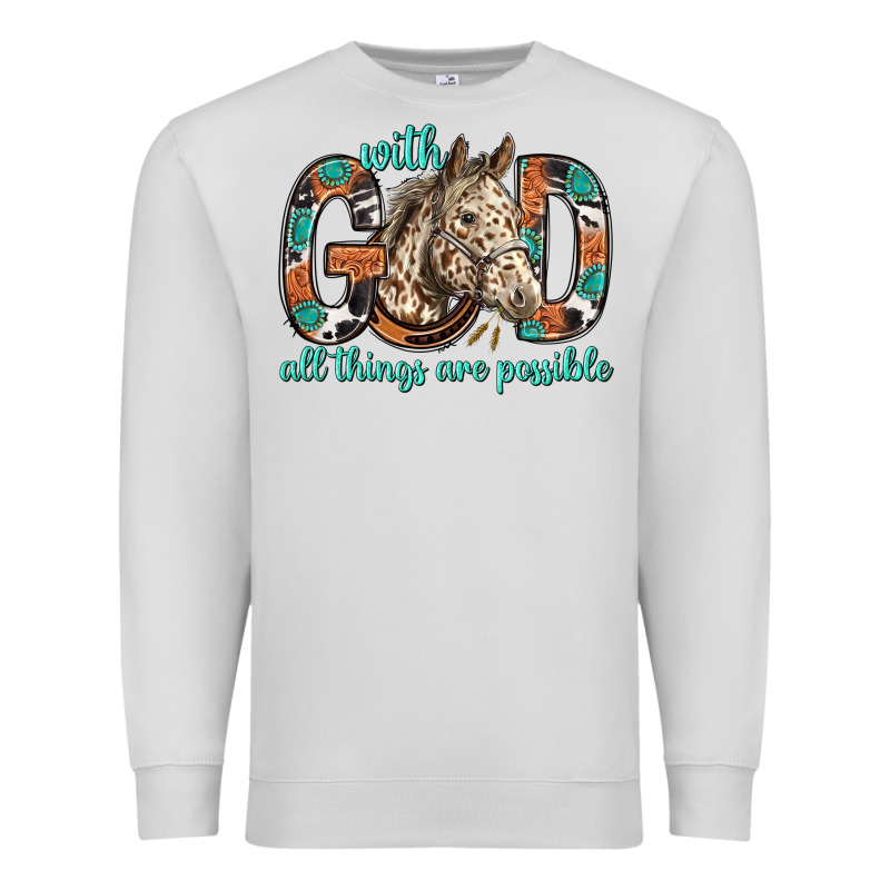With God All Things Are Possible With Horse Bbs Premium Sweatshirt by BundleAndBundleShop | Teevron