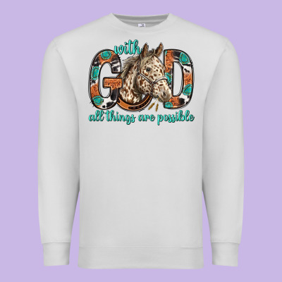 With God All Things Are Possible With Horse Bbs Premium Sweatshirt Designed By Bundleandbundleshop