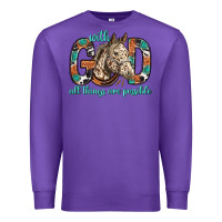 Purple with god all things are possible with horse bbs Premium Sweatshirt - BundleAndBundleShop