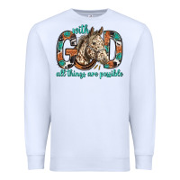 White with god all things are possible with horse bbs Premium Sweatshirt - BundleAndBundleShop