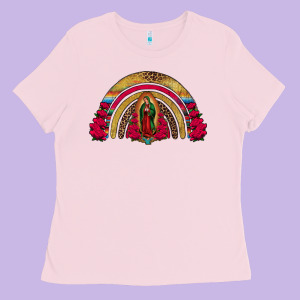 Lady Of Guadalupe Rainbow Ladies Tee Designed By Jasminsmagicworld