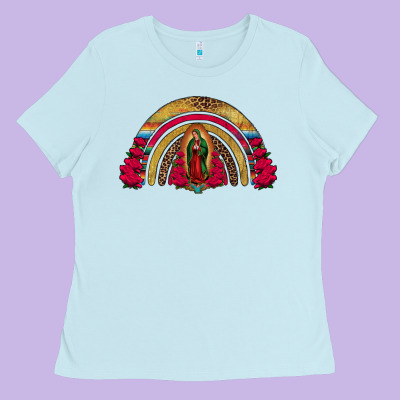 Lady Of Guadalupe Rainbow Ladies Tee Designed By Jasminsmagicworld