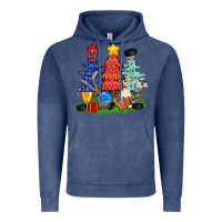 Vintage Denim Christmas With Ice Hockey Trees Vintage Hoodie - BundleAndBundleShop
