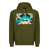 Army Green turquoise, cowhide backgraund Premium Hoodie - JahusDesignShop
