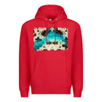 Red turquoise, cowhide backgraund Premium Hoodie - JahusDesignShop
