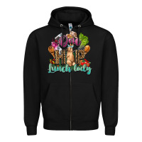 Black One hip lunch lady Easter Day Zipper Hoodie - HowdyJamesFarm