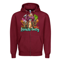 Burgundy One hip lunch lady Easter Day Zipper Hoodie - HowdyJamesFarm