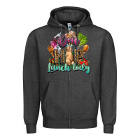 Charcoal Heather One hip lunch lady Easter Day Zipper Hoodie - HowdyJamesFarm