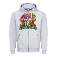 Heather Grey One hip lunch lady Easter Day Zipper Hoodie - HowdyJamesFarm