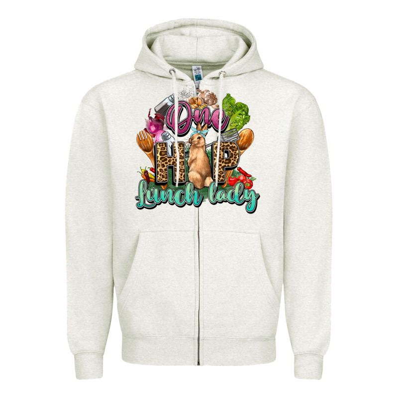 One Hip Lunch Lady Easter Day Zipper Hoodie by HowdyJamesFarm | Teevron