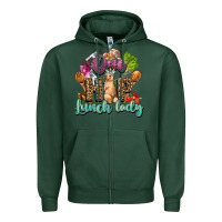 Sports Green One hip lunch lady Easter Day Zipper Hoodie - HowdyJamesFarm