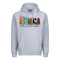Heather Grey Being a Momma Makes My Life Complete Premium Hoodie - CowCowDesign