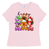 Bubblegum Pink Happy Hallothanksmas coffee cups Ladies Tee - NancyCooperArtShop