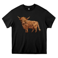 Black highland cow Heavy Core Tee - BarkalooDesign