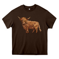 Chocolate Brown highland cow Heavy Core Tee - BarkalooDesign