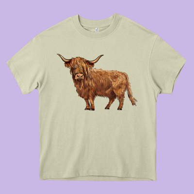 Highland Cow Heavy Core Tee Designed By Barkaloodesign