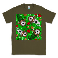 Army Green soccer gnomes and hearts seamless pattern Classic Tee - BundleAndBundleShop