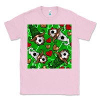 Bubblegum Pink soccer gnomes and hearts seamless pattern Classic Tee - BundleAndBundleShop