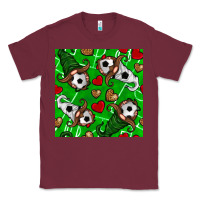 Burgundy soccer gnomes and hearts seamless pattern Classic Tee - BundleAndBundleShop