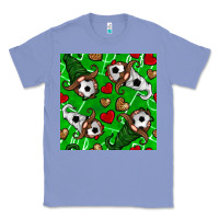 Colony Blue soccer gnomes and hearts seamless pattern Classic Tee - BundleAndBundleShop