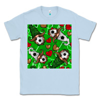 Dusty Blue soccer gnomes and hearts seamless pattern Classic Tee - BundleAndBundleShop
