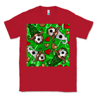 Red soccer gnomes and hearts seamless pattern Classic Tee - BundleAndBundleShop