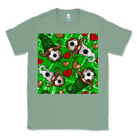 Sage soccer gnomes and hearts seamless pattern Classic Tee - BundleAndBundleShop