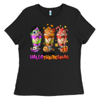 Black Happy Hallothanksmas coffee cups Ladies Tee - NancyCooperArtShop