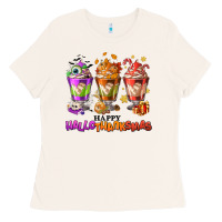 Bone Happy Hallothanksmas coffee cups Ladies Tee - NancyCooperArtShop