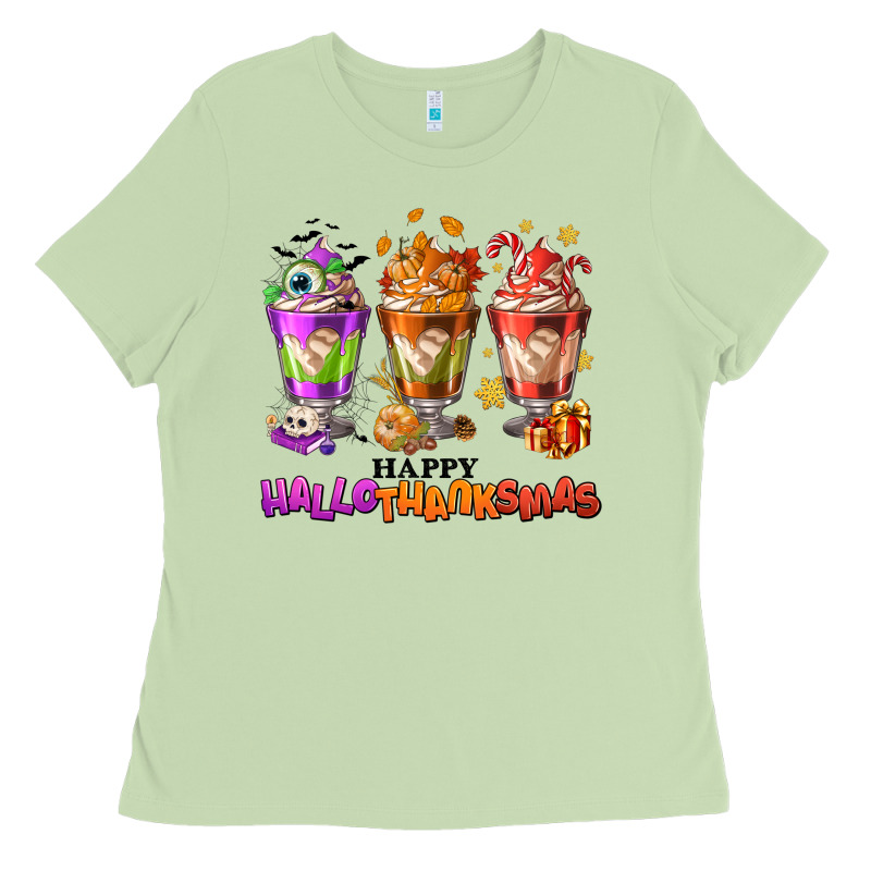 Happy Hallothanksmas Coffee Cups Ladies Tee by NancyCooperArtShop | Teevron